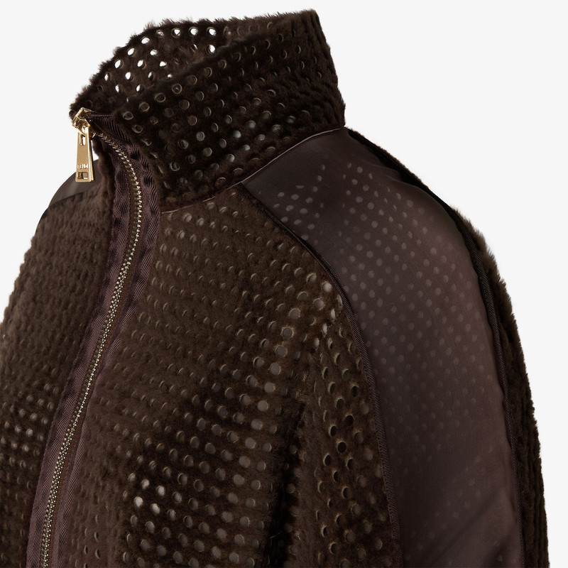 Jacket Brown shearling and organza jacket 3