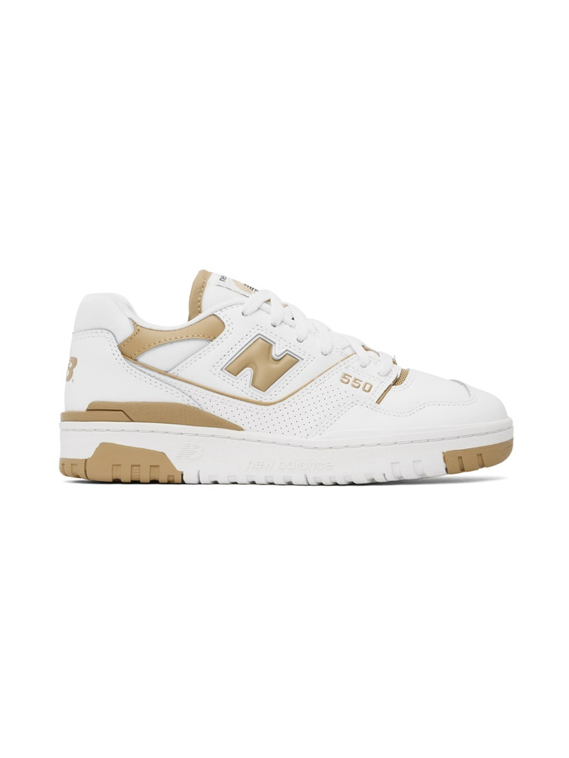 White & Tan 550 Sneakers - 1