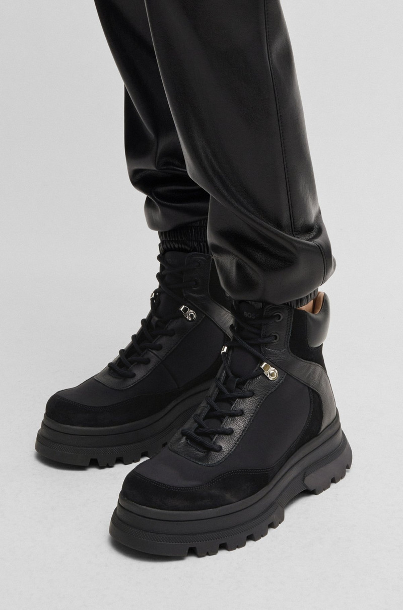 LEATHER LACE-UP BOOTS WITH CONTRASTING TRIMS 4