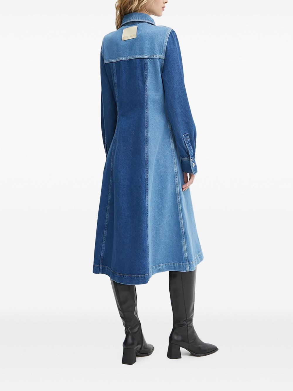 panelled midi shirt dress - 2