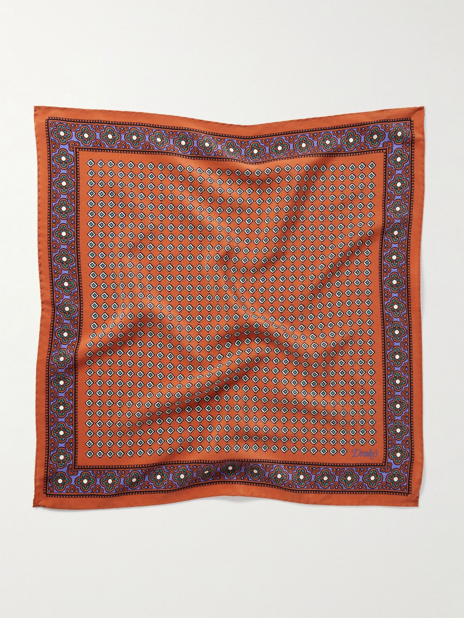 Printed Silk Pocket Square Orange - 2