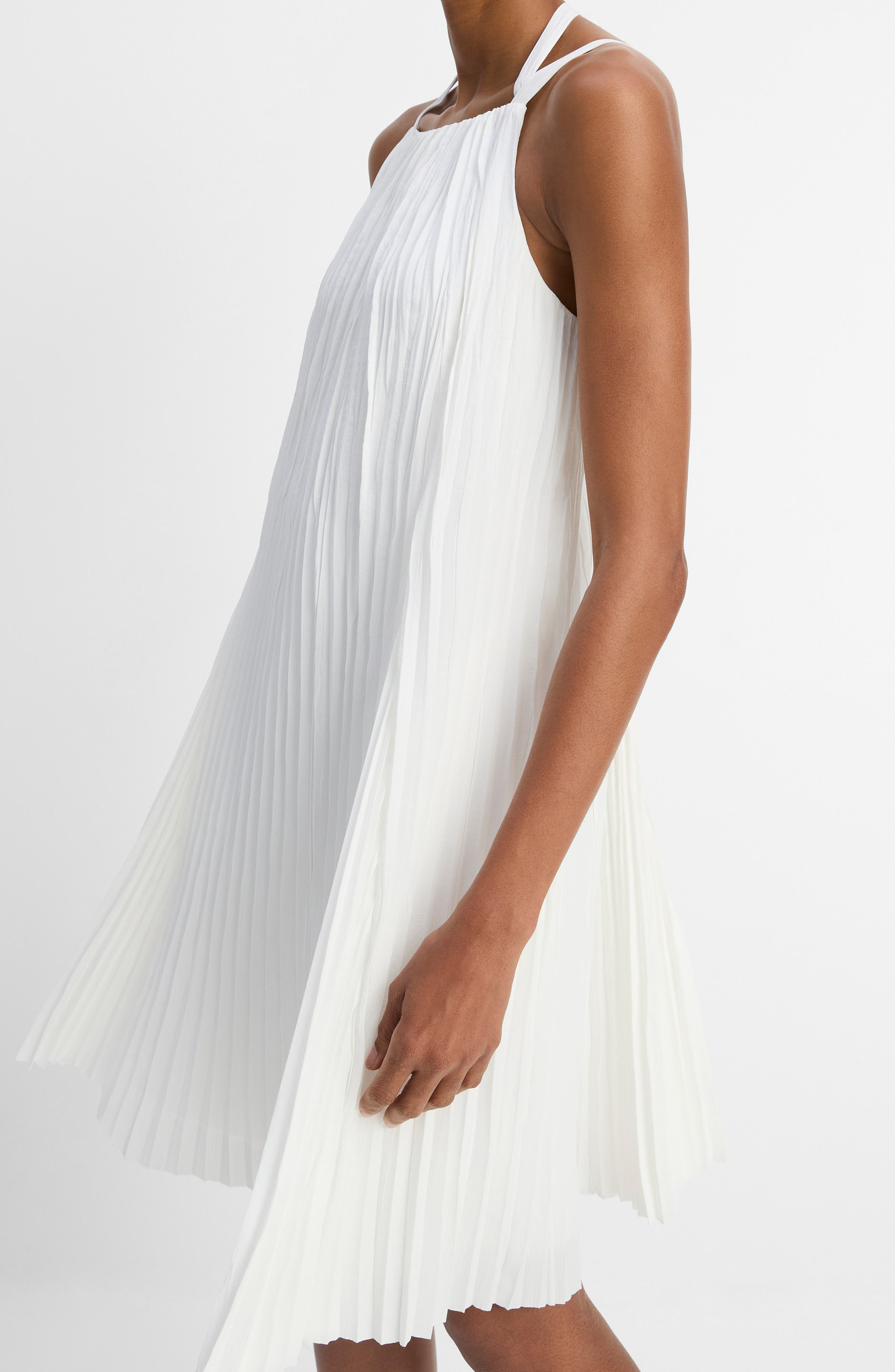 Vince Pleated A-Line Halter Dress in Off White at Nordstrom - 4