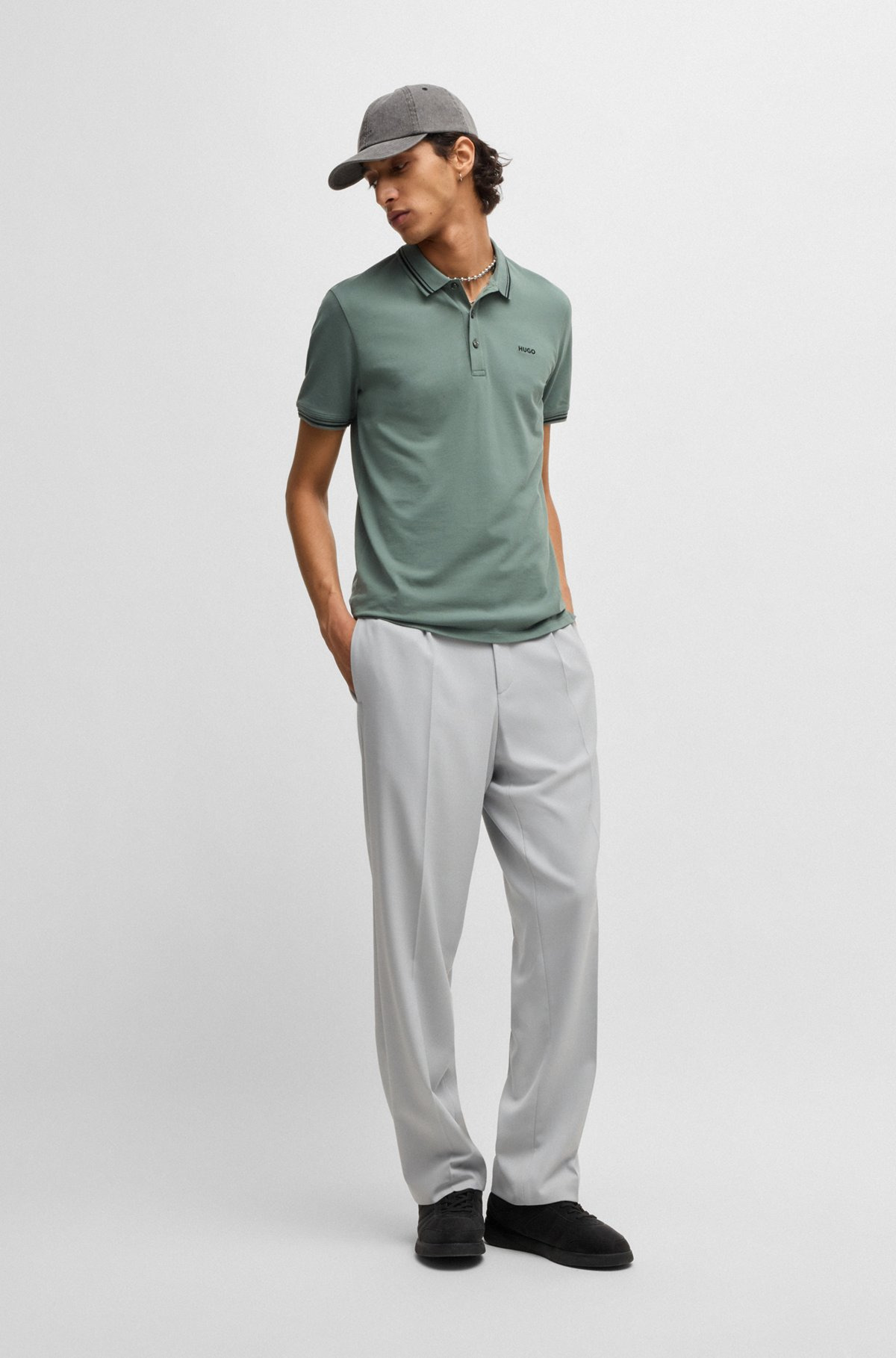 STRETCH-COTTON SLIM-FIT POLO SHIRT WITH PRINTED LOGO - 4