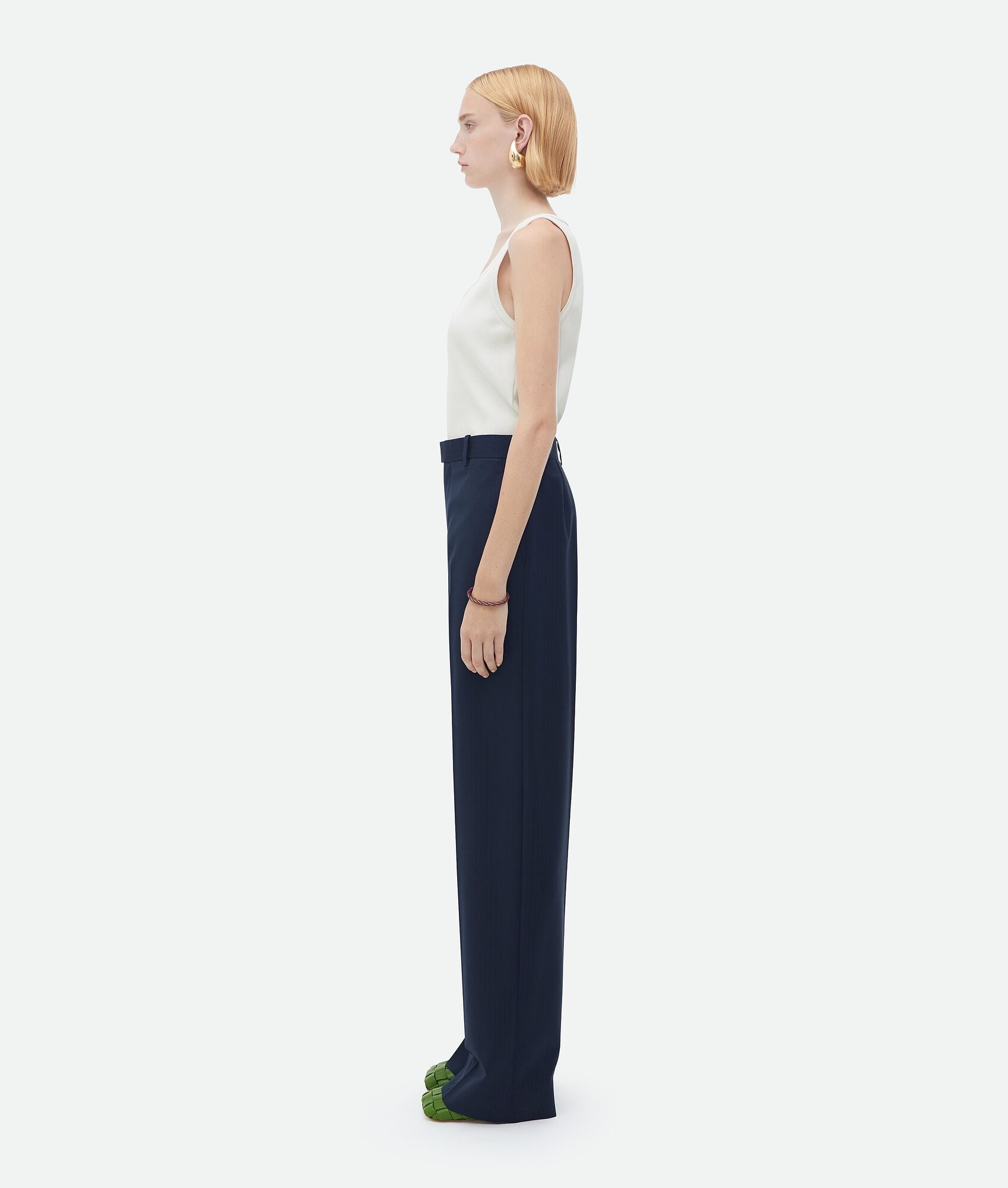 straight leg wool chevron pants - 2