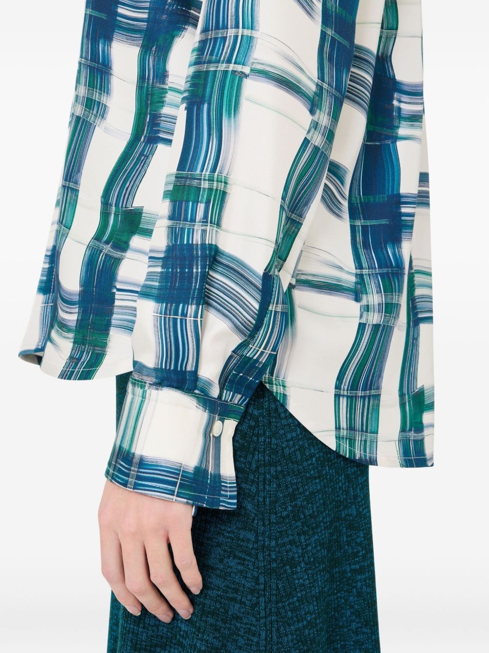 plaid silk shirt - 5