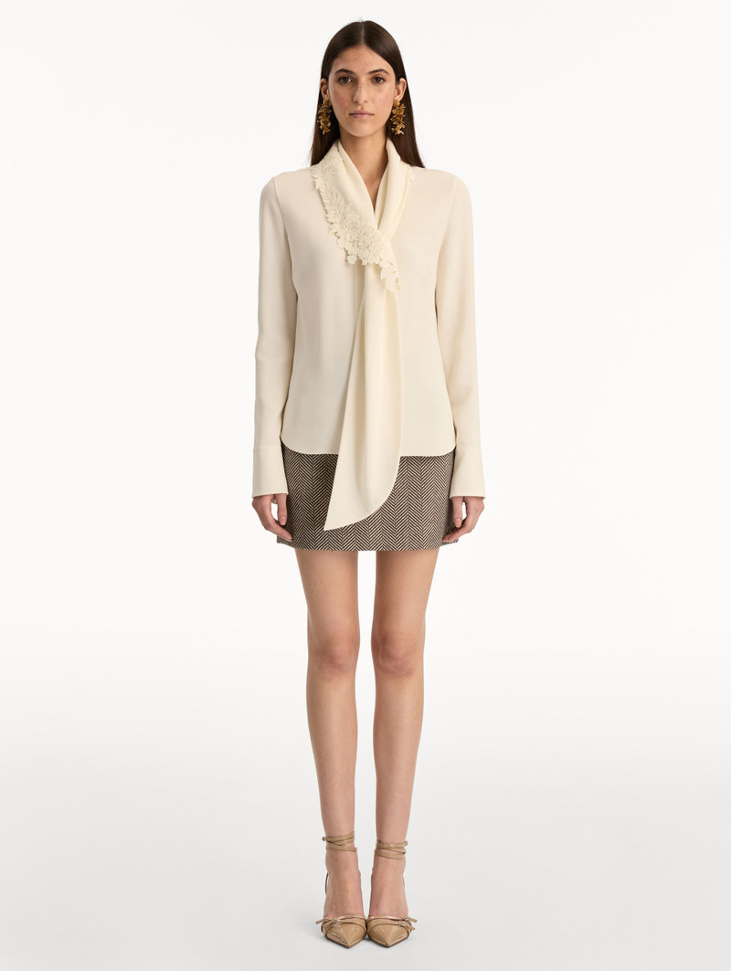 FOXGLOVE TIE-NECK GEORGETTE BLOUSE 3