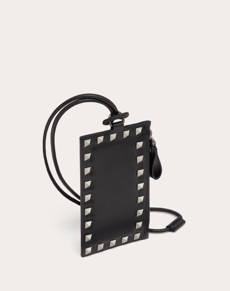 ROCKSTUD CALFSKIN CARD HOLDER WITH NECK STRAP 4