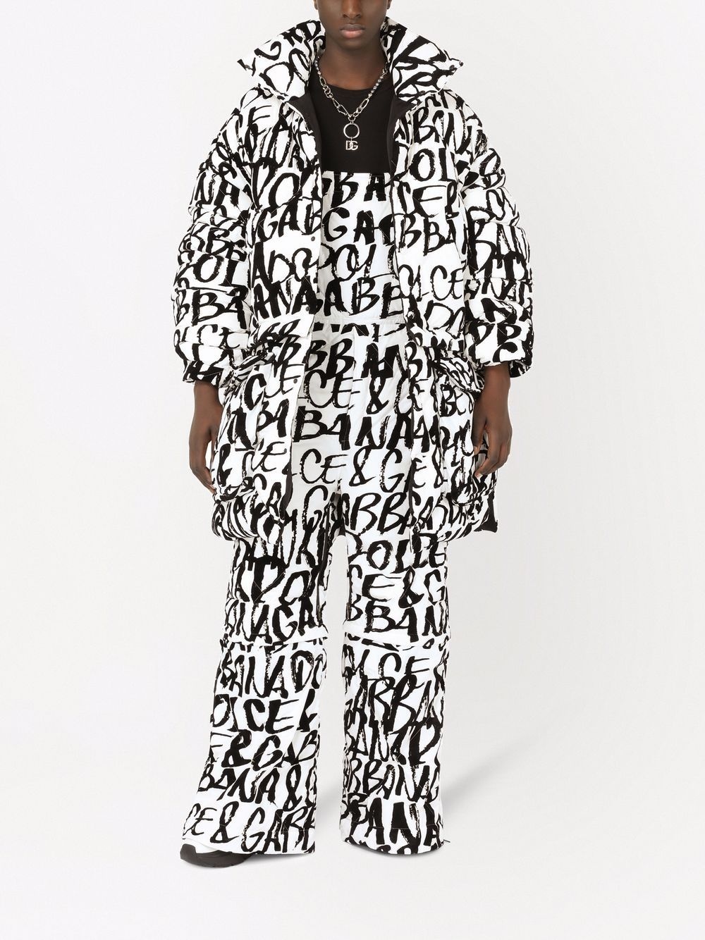 graffiti logo-print dungarees - 2