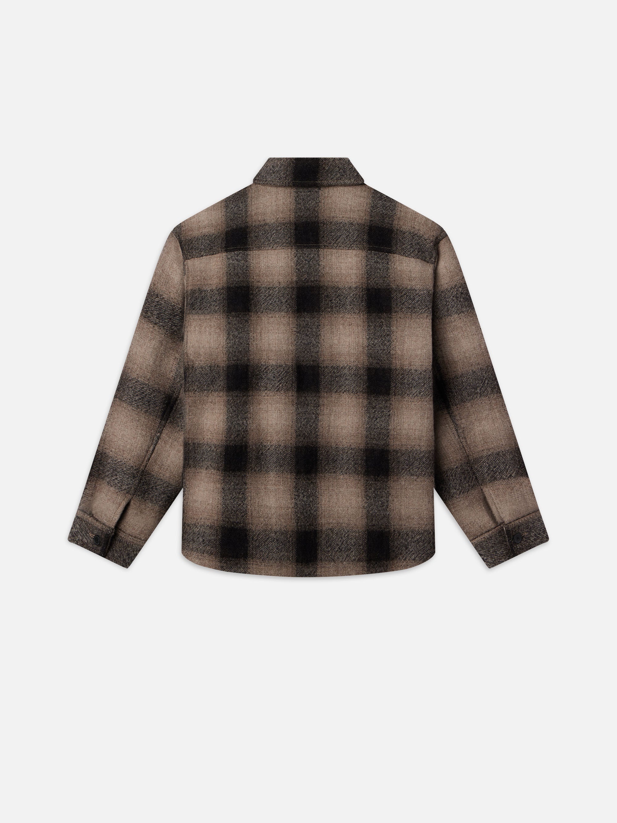 Padded Plaid Shirt Jacket in Brown Plaid - 4