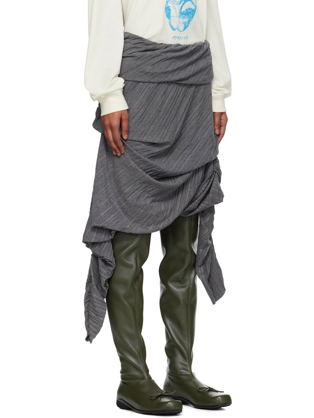 Gray Pleats Midi Skirt - 2