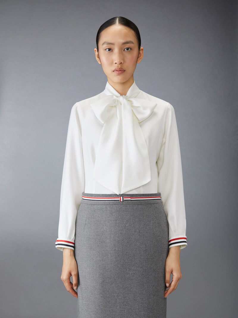 Silk Twill Bow Collar Blouse 1