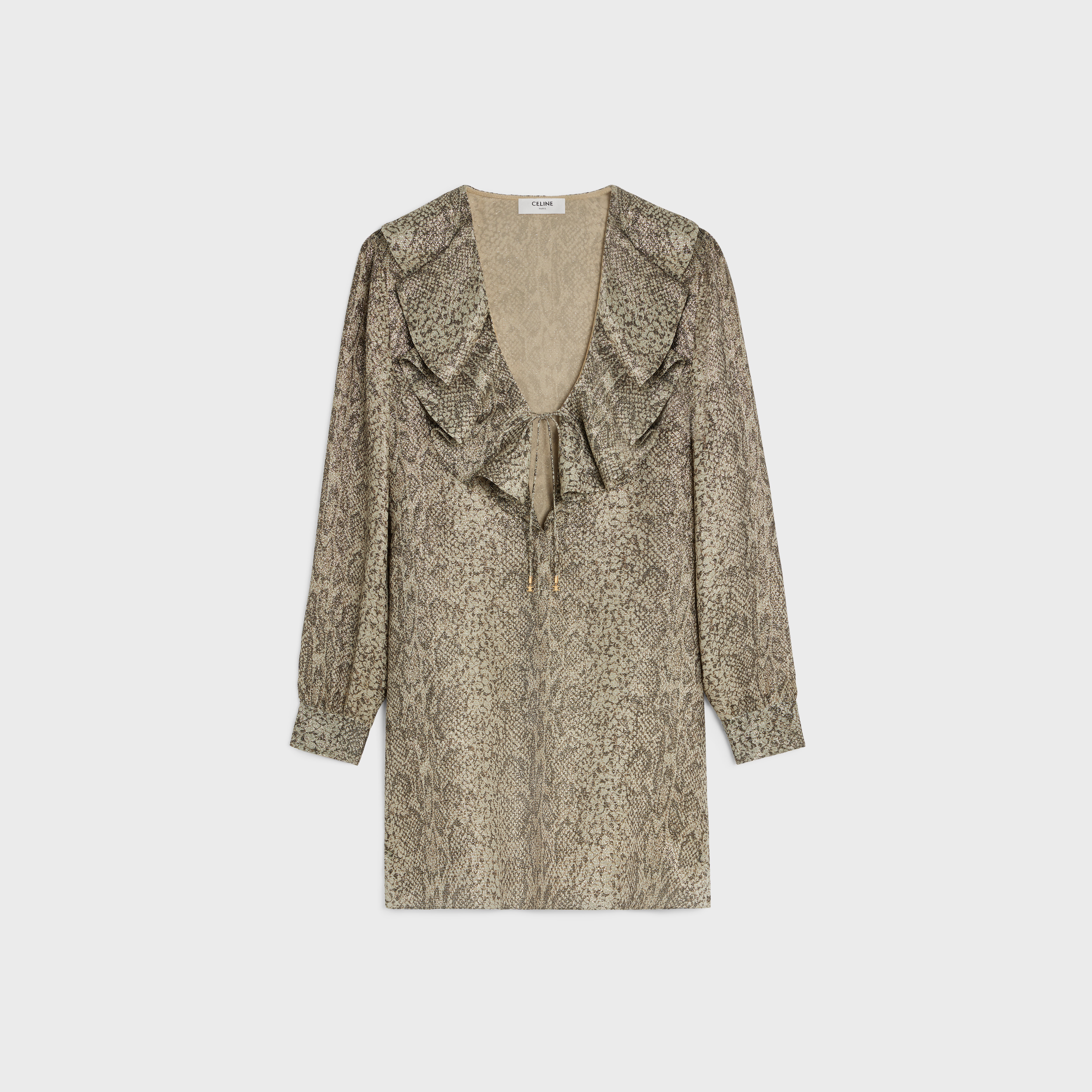 jabot mini dress in crepe lamé - 1