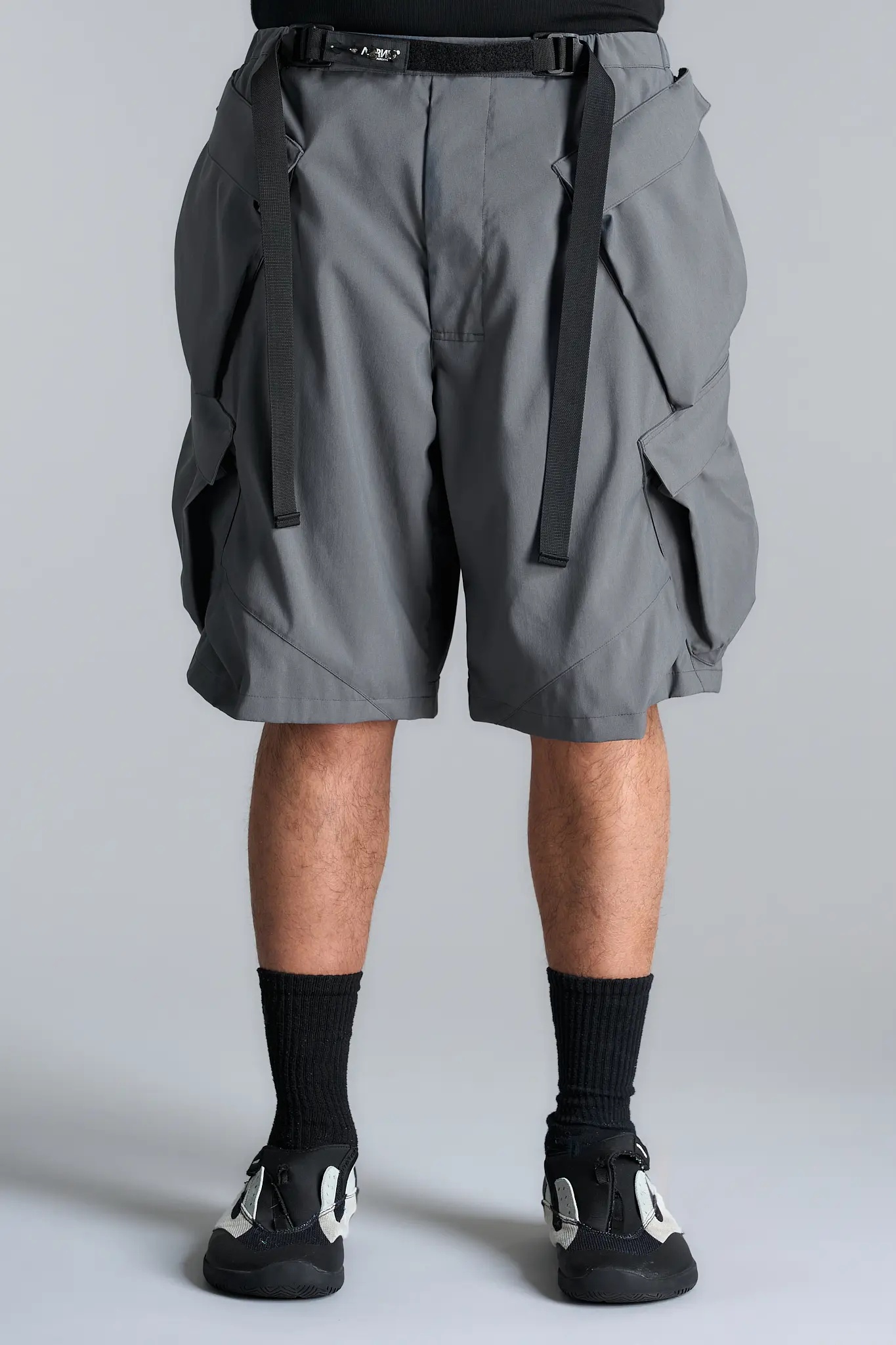 SP56A-M Nylon Stretch Double Cargo Short Pant Gray - 2