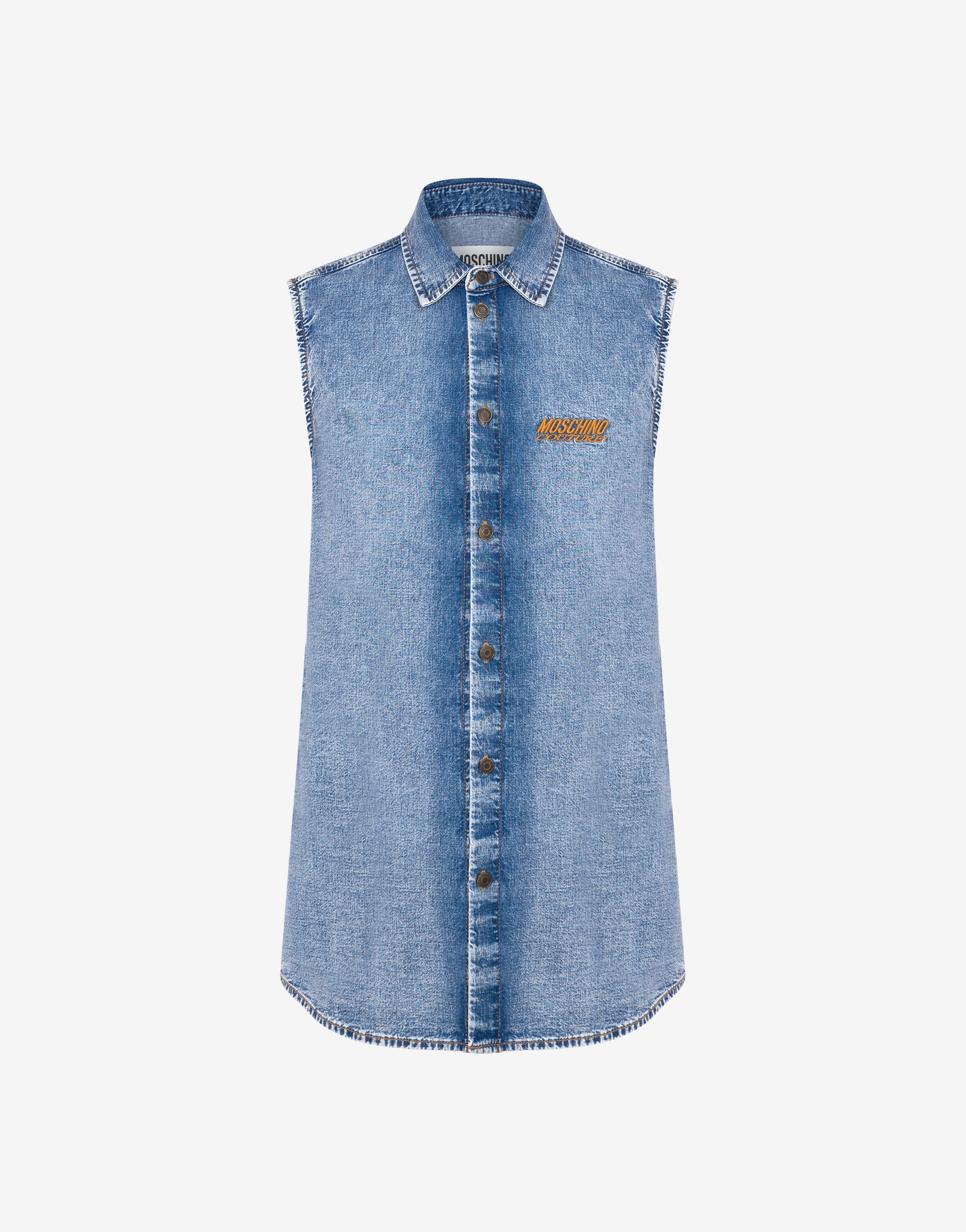 CHAMBRAY SLEEVELESS SHIRT - 1