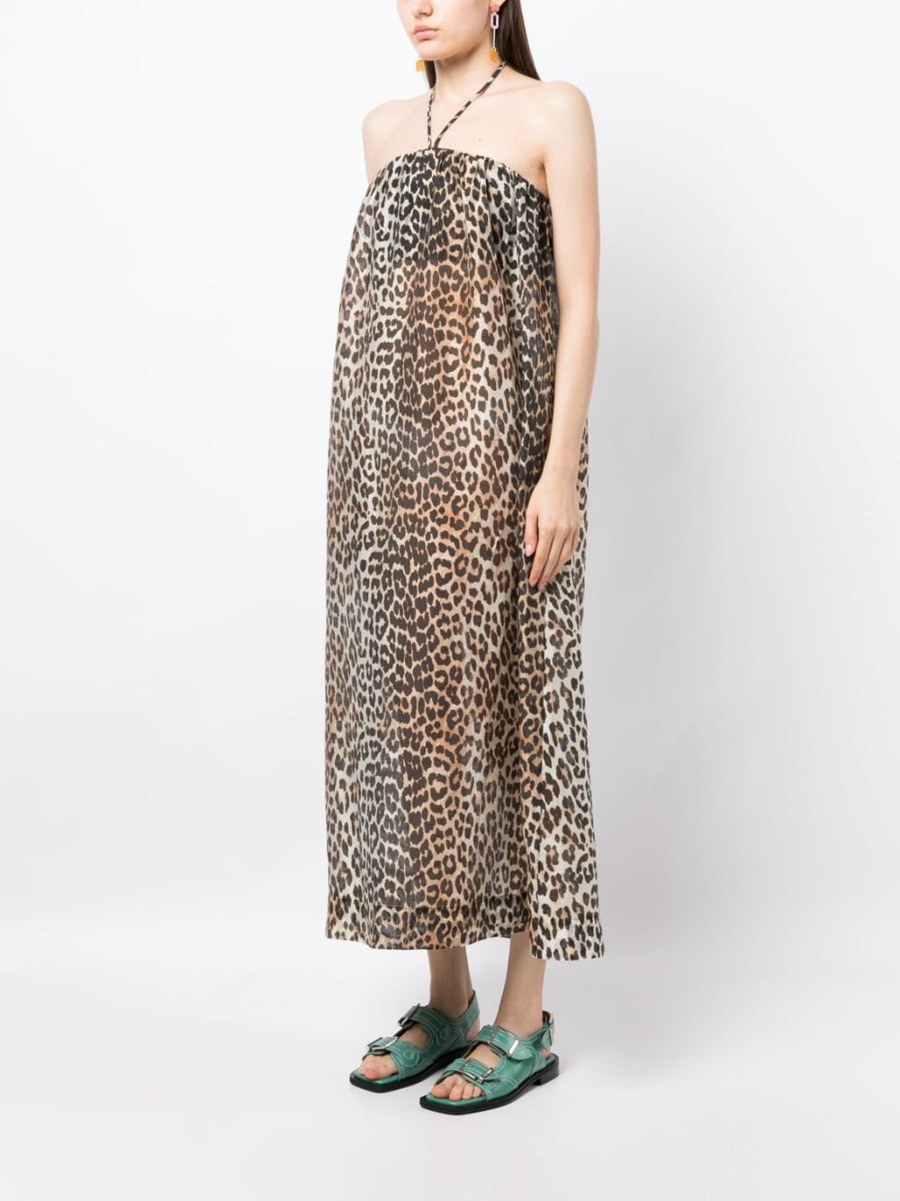 leopard-print halterneck maxi dress - 3