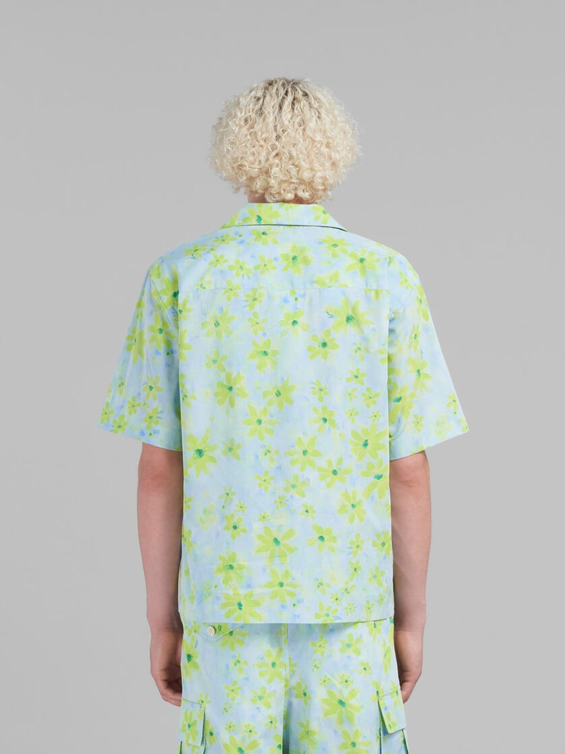 LIGHT GREEN POPLIN BOWLING SHIRT WITH PARADE PRINT 3