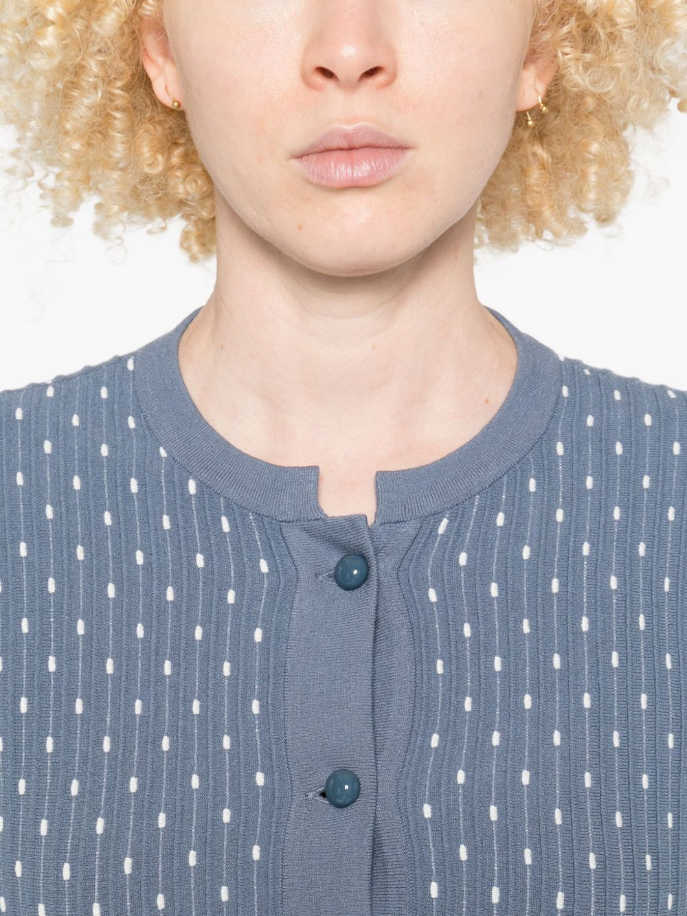 dot-pattern ribbed cardigan - 5