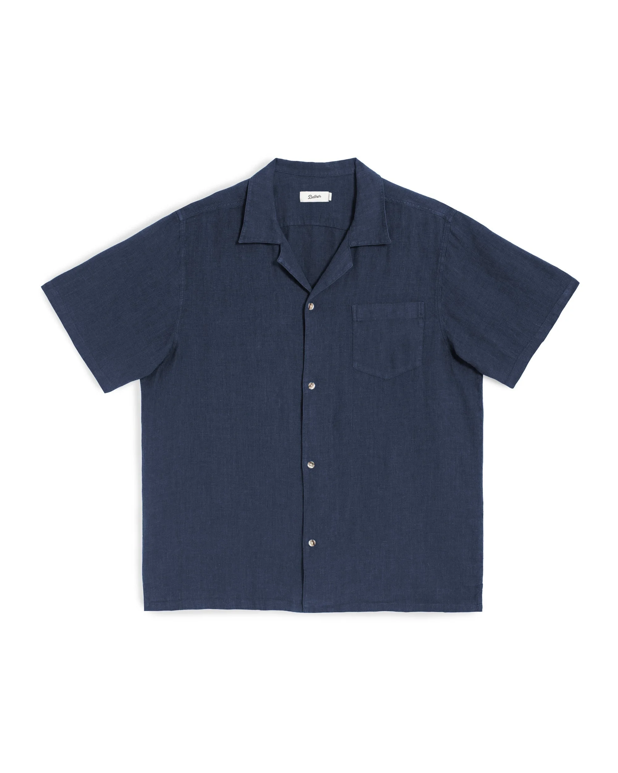 Navy Linen Camp Shirt - 1