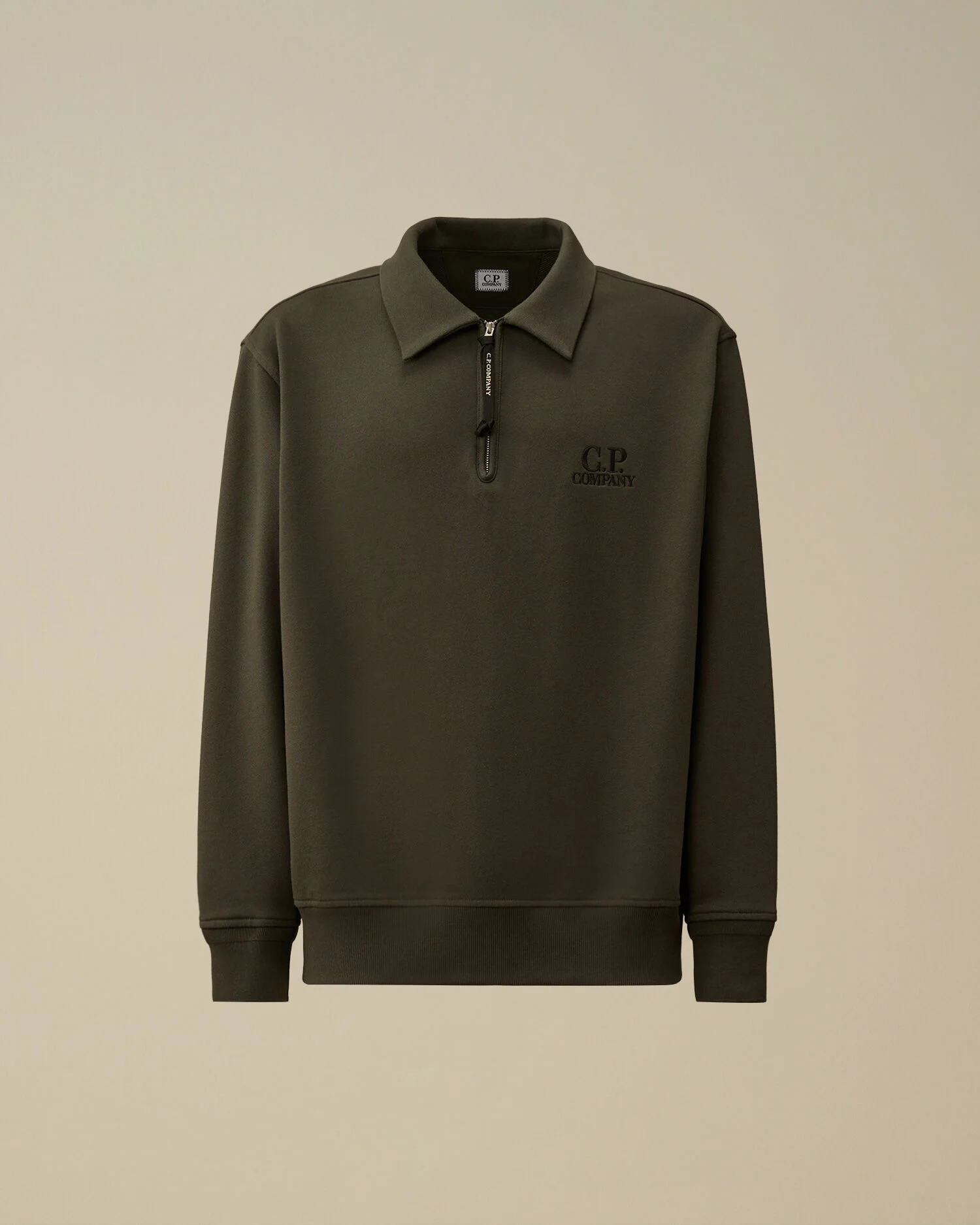 Diagonal Raised Fleece Half Zip Sweatshirt - 1