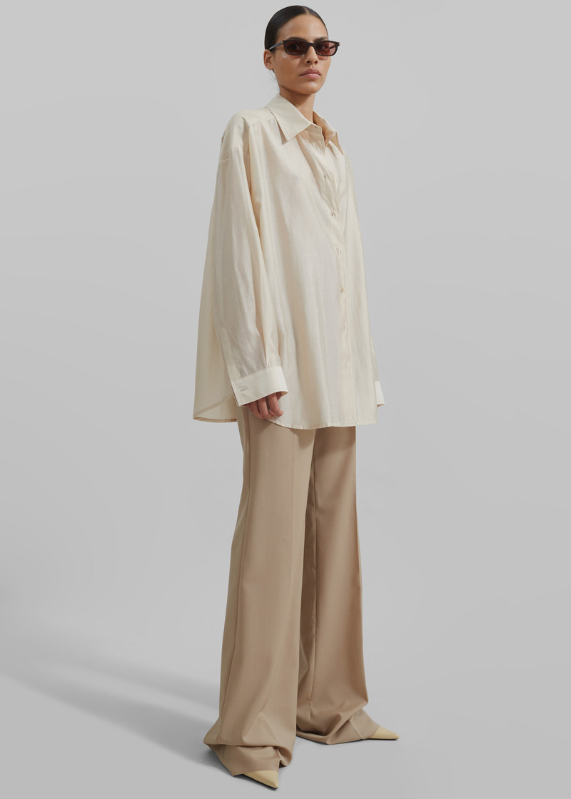 Ola Semi-Sheer Button Up Shirt - Ivory 5