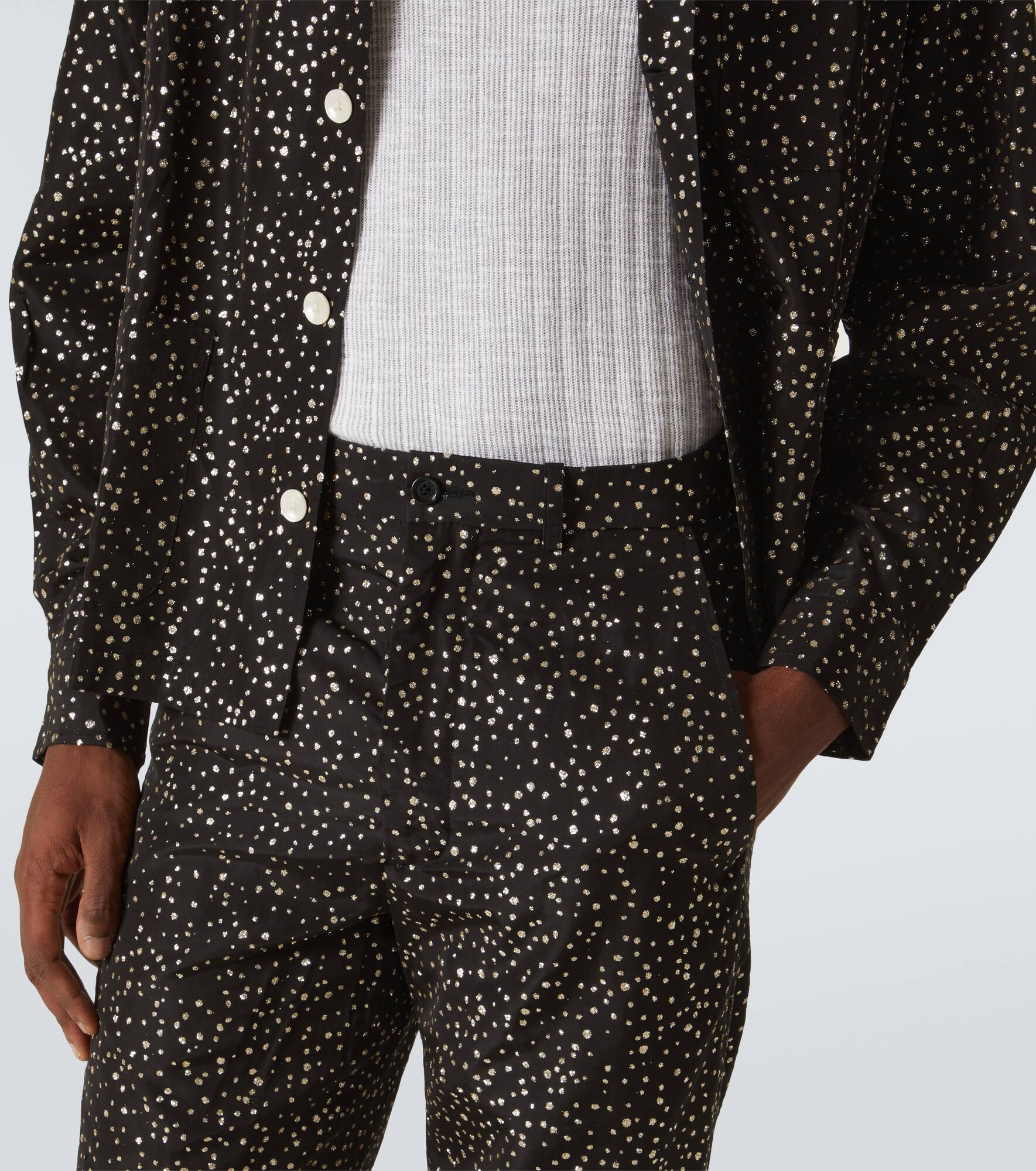 Glitter faille straight pants - 5