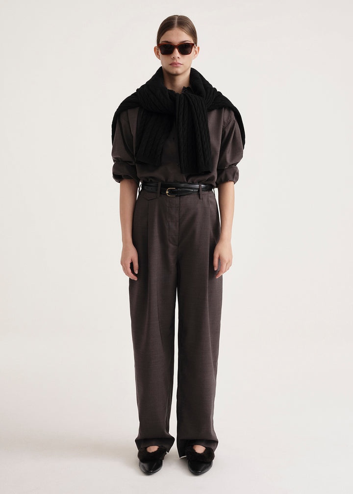 Fluid wool button trousers mole - 5