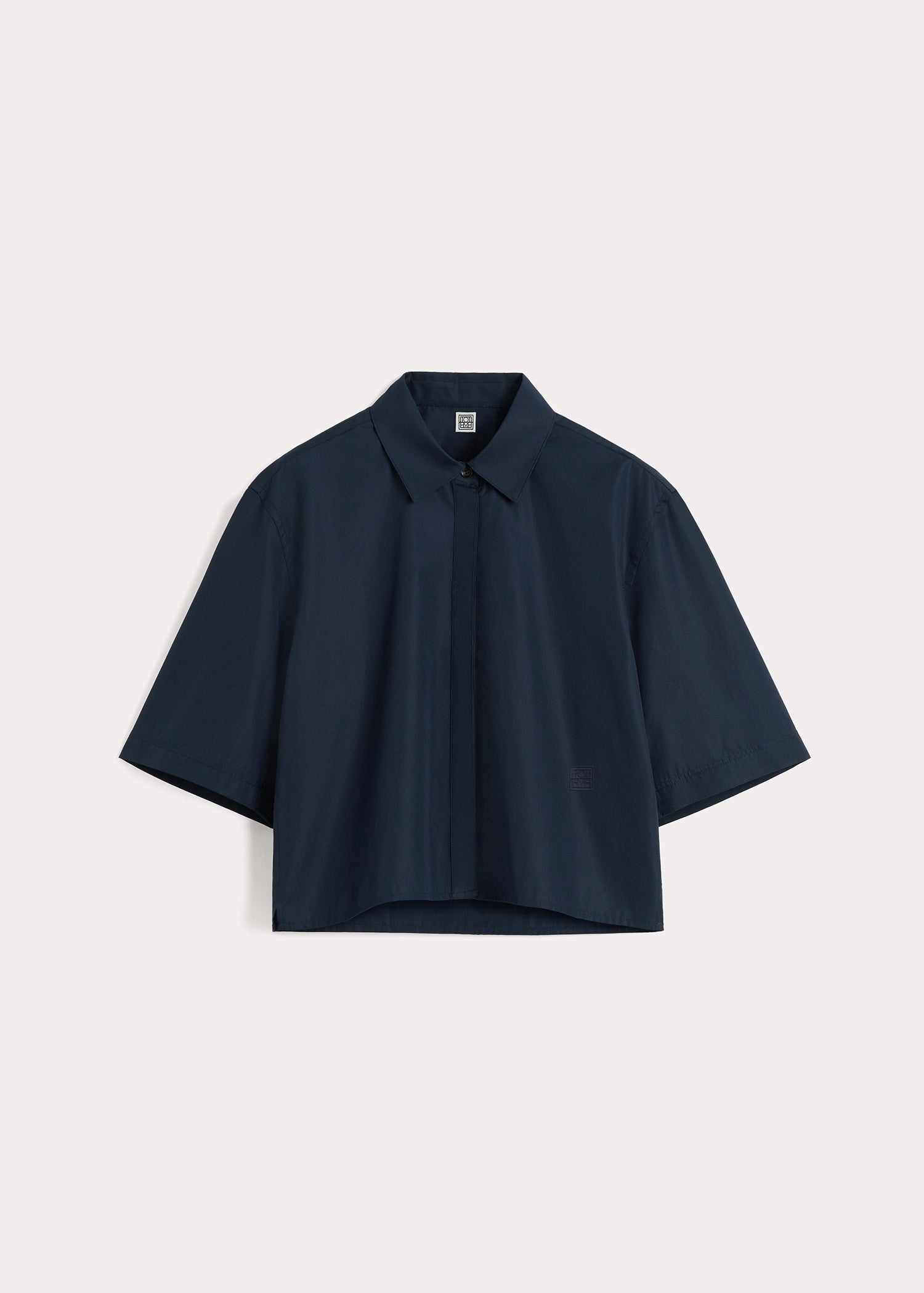 Cropped cotton-poplin shirt dark navy - 1