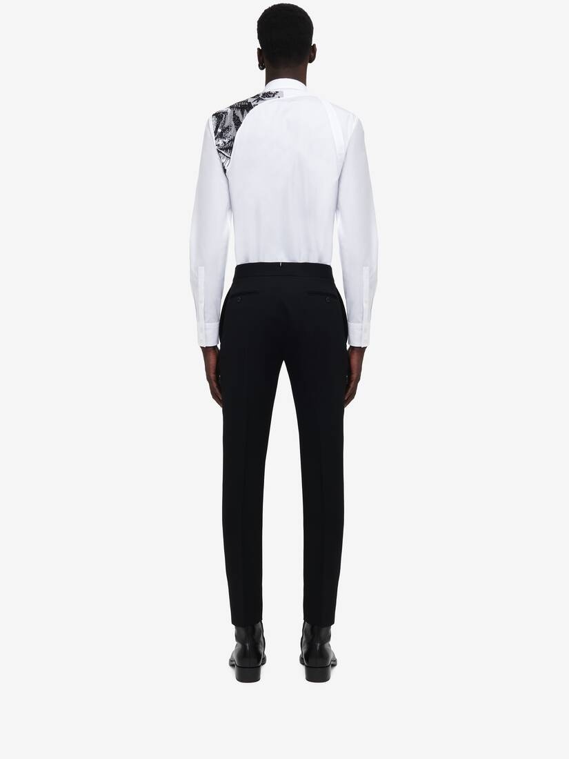 Men's Embroidered Harness Shirt in White - 4