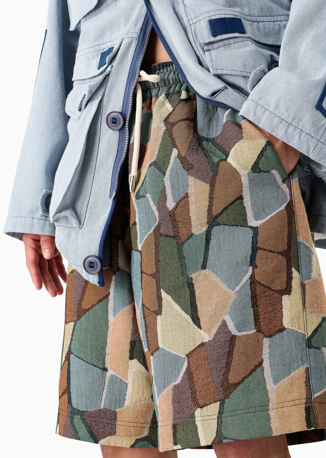 Emporio Armani Sustainability Values Capsule Collection organic jacquard Gobelin fabric drawstring B - 5