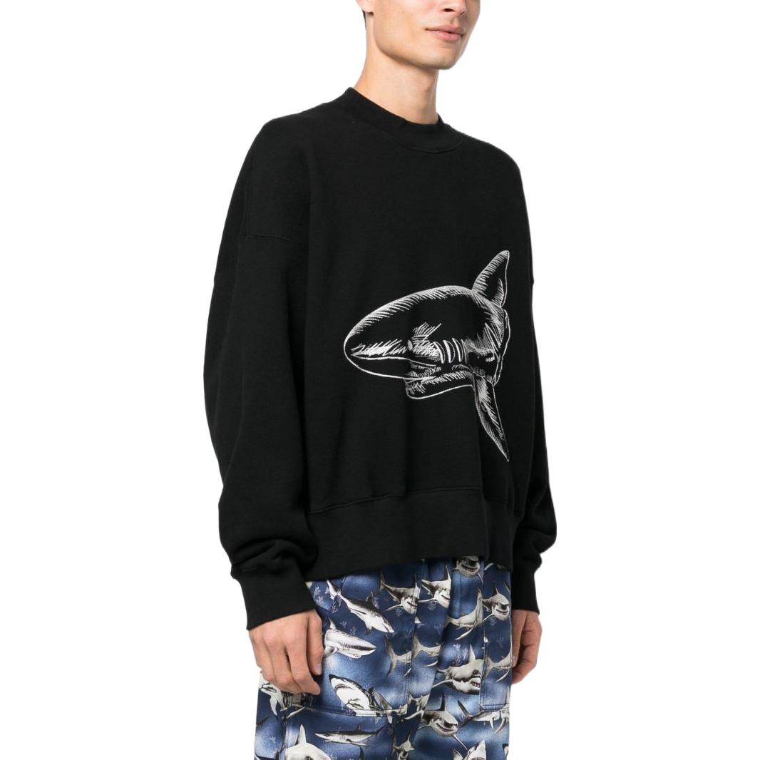 Palm Angels Split Shark Crew 'Black White' PMBA026S23FLE0061003 - 4