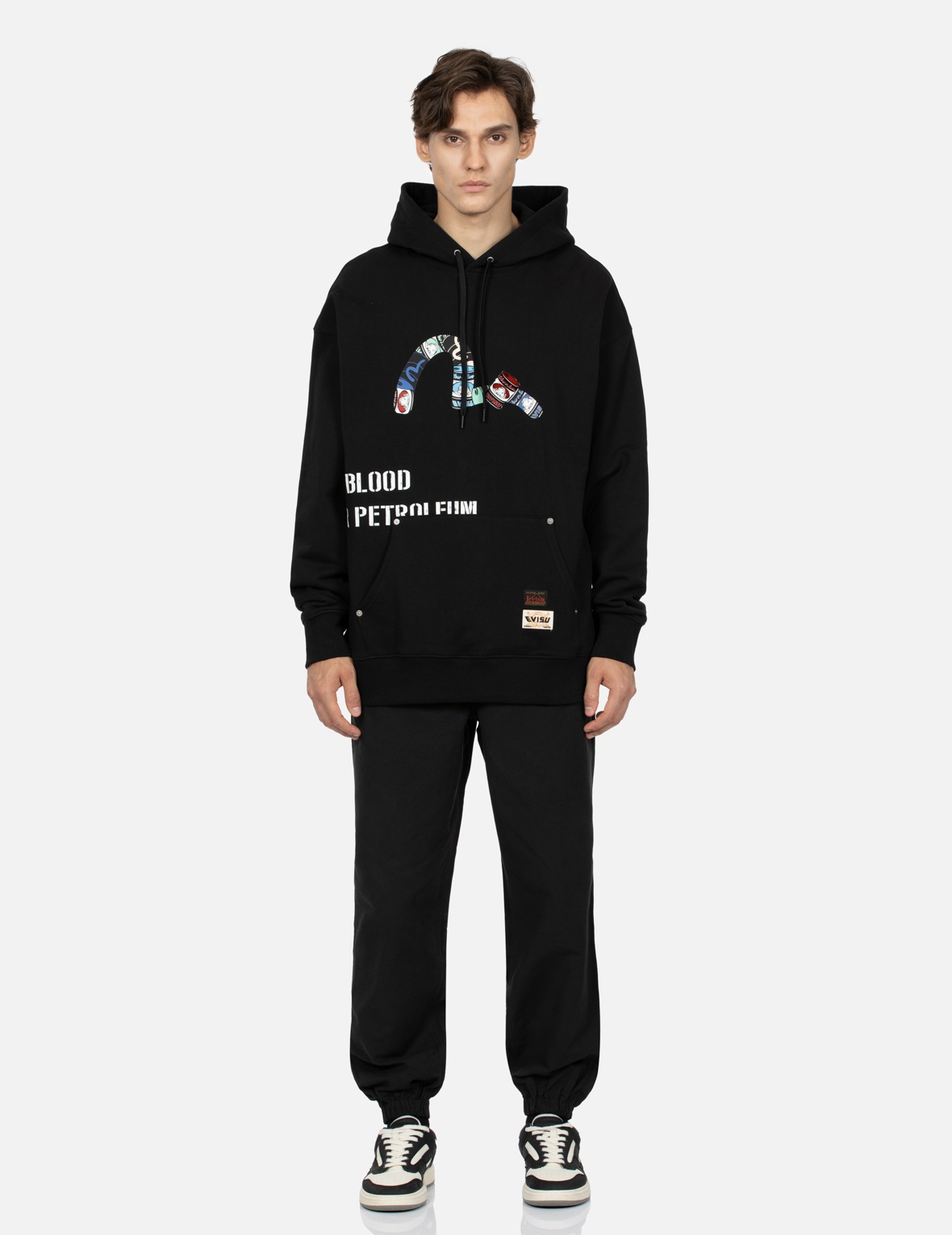 PEEPING GODHEAD PATTERN SEAGULL PRINT LOOSE FIT HOODIE - 5