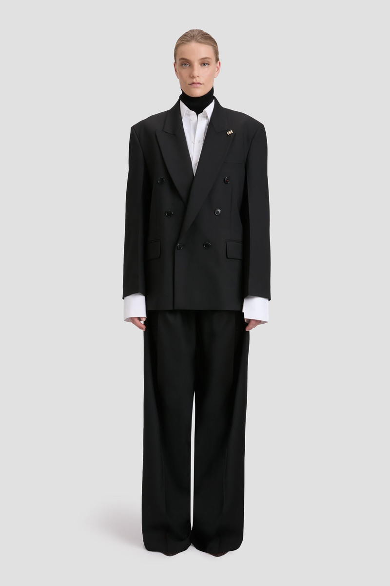 Victoria Beckham Relaxed Double Breasted Jacket In Black outlook