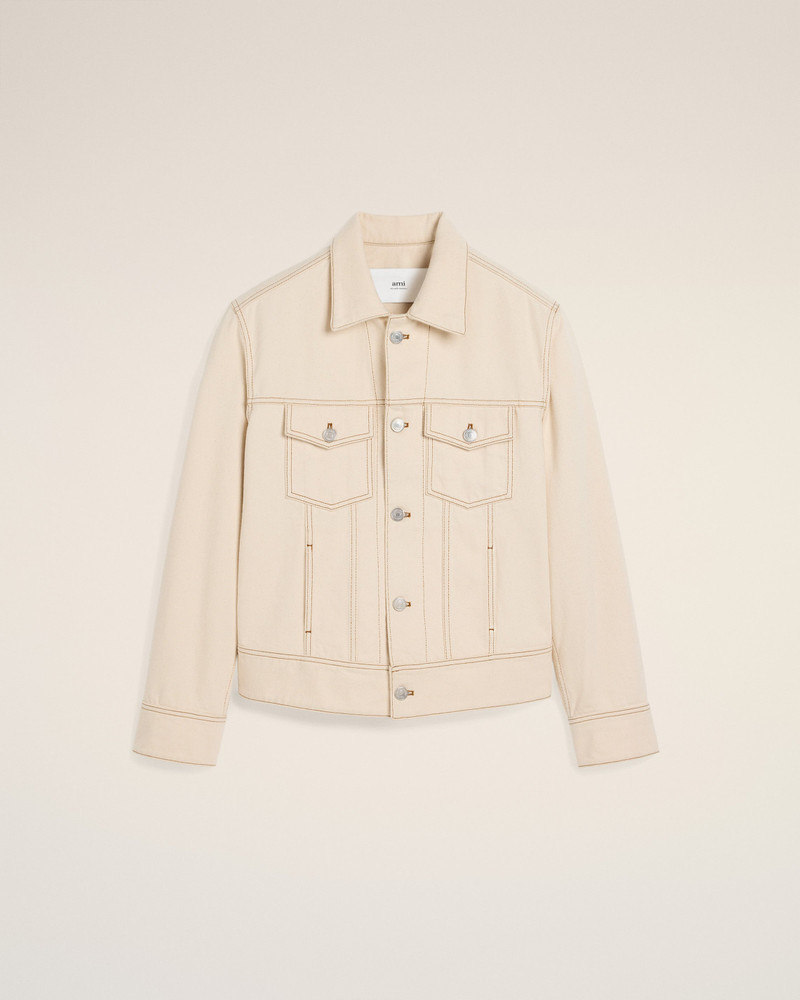 BEIGE COTTON AMI PARIS TRUCKER JACKET 1