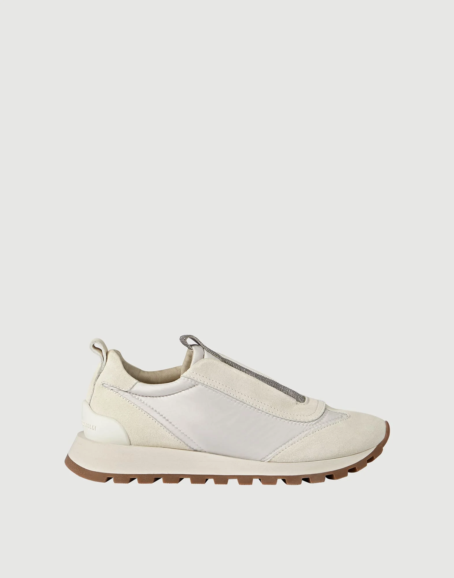 Suede and techno fabric runners with precious detail - 1
