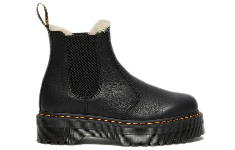(WMNS) Dr. Martens 2976 Faux Fur Lined Platform Chelsea Boots 'Black' 25635001 - 2