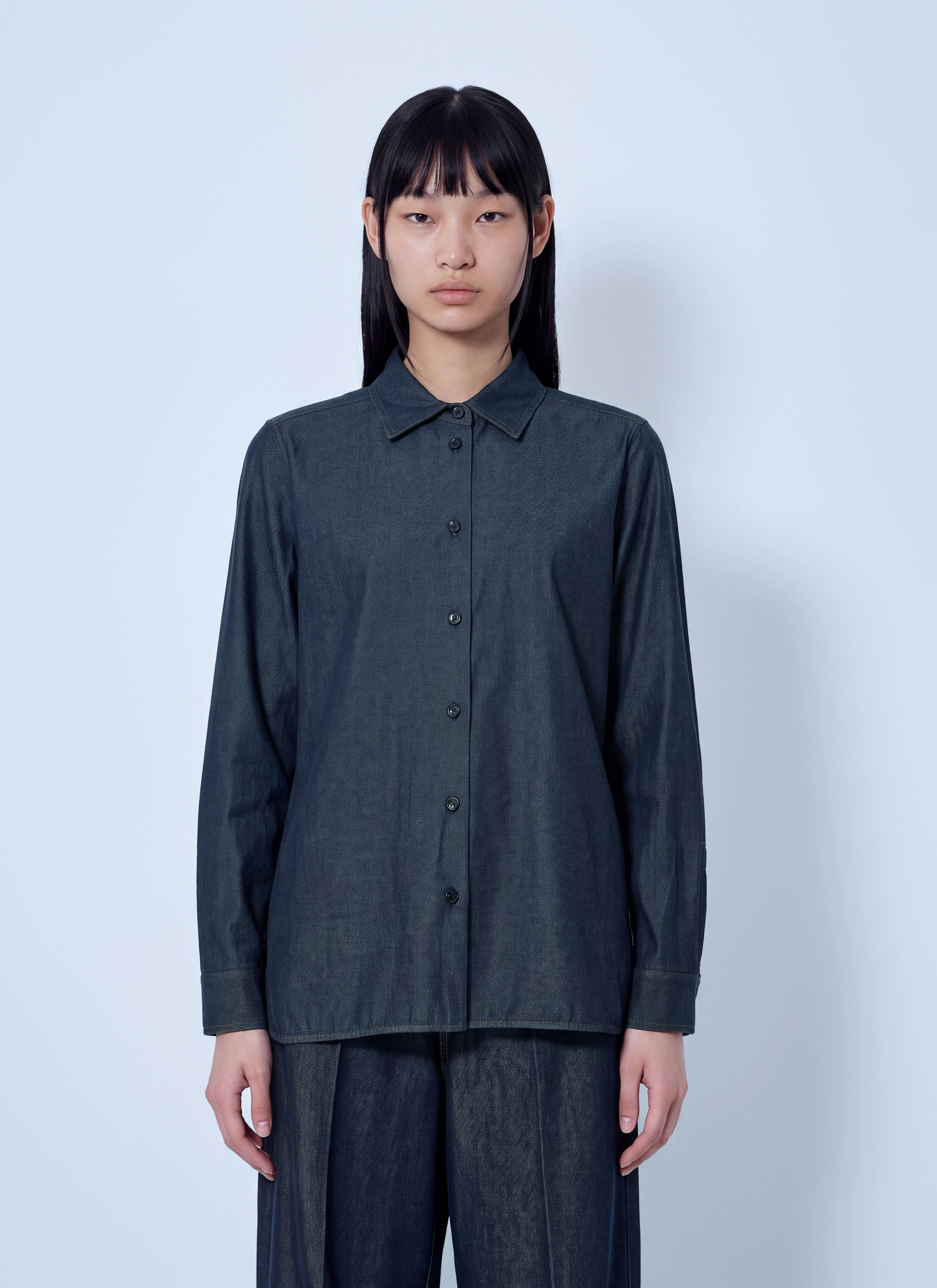 Button-Down Denim Shirt - 1