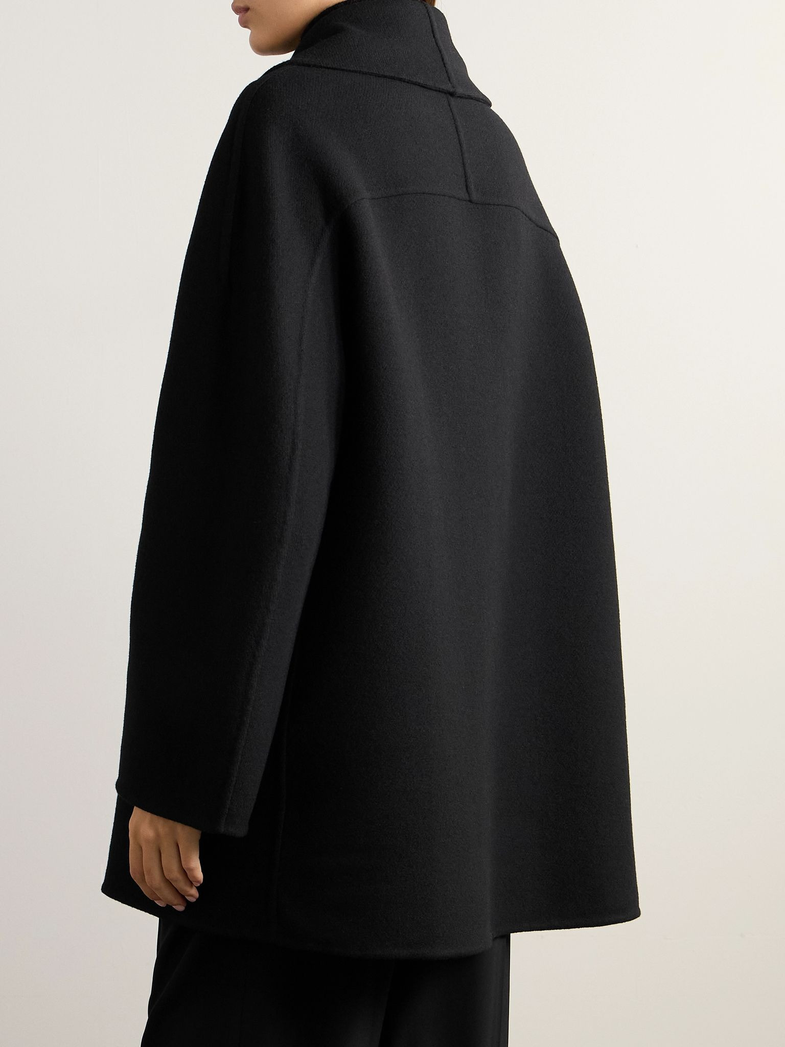 Essentials Polli double-breasted wool-blend coat Black - 3