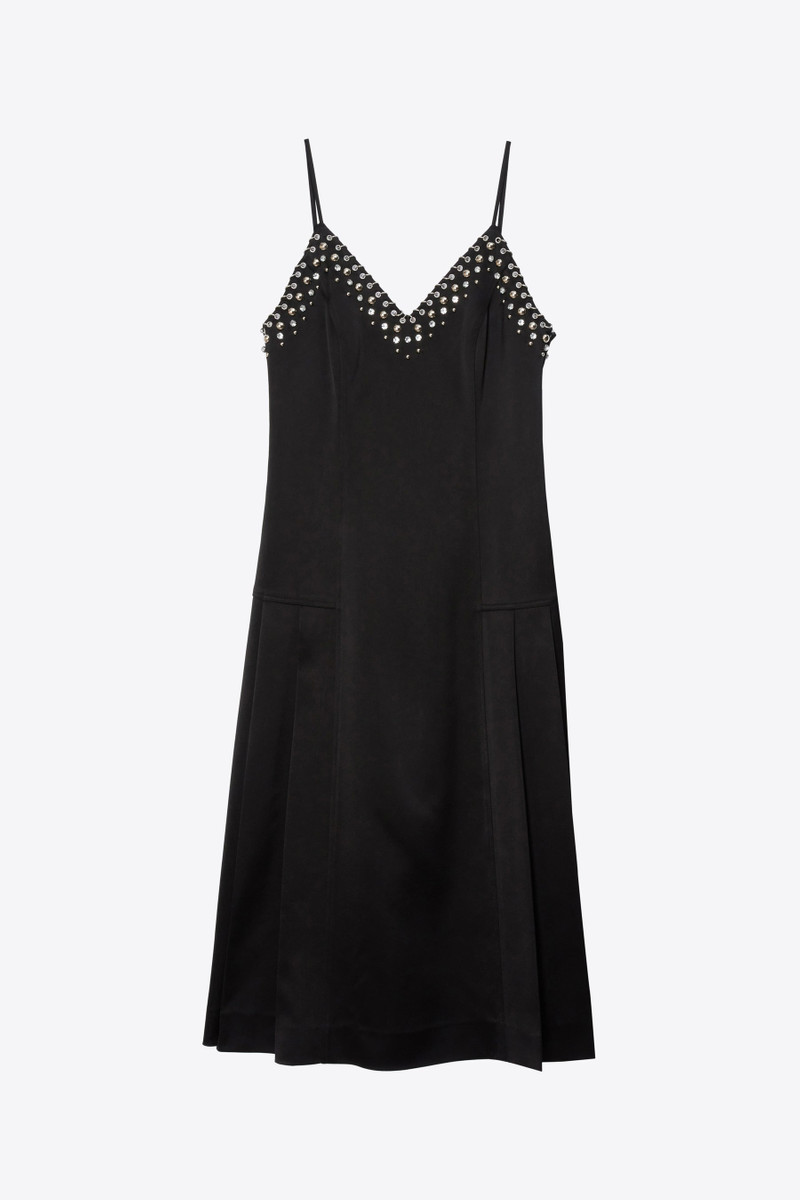 Studded Satin Pleated Cami Midi Dress 8