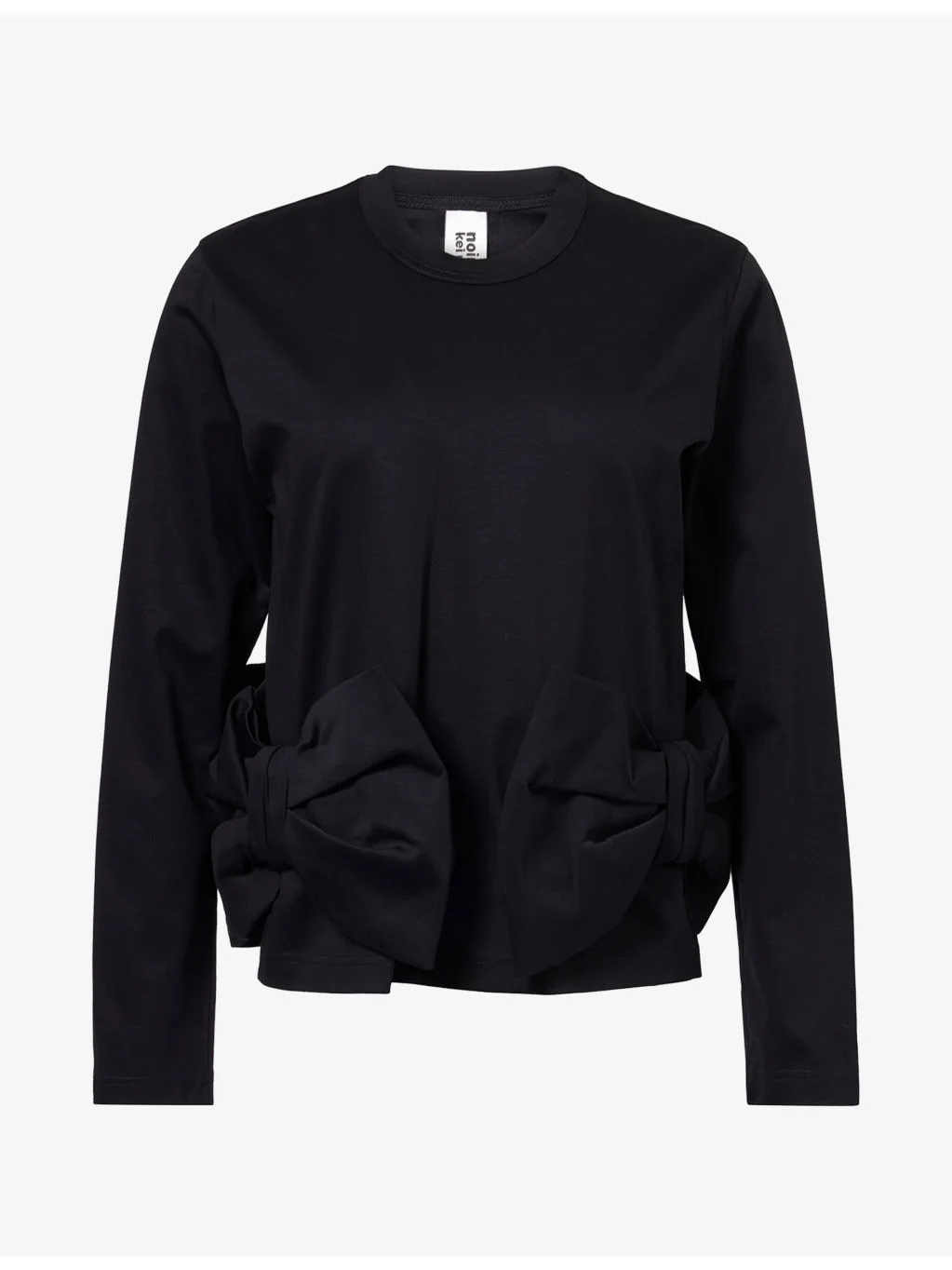 Oversized-Bow Long-Sleeve Cotton Top - 1