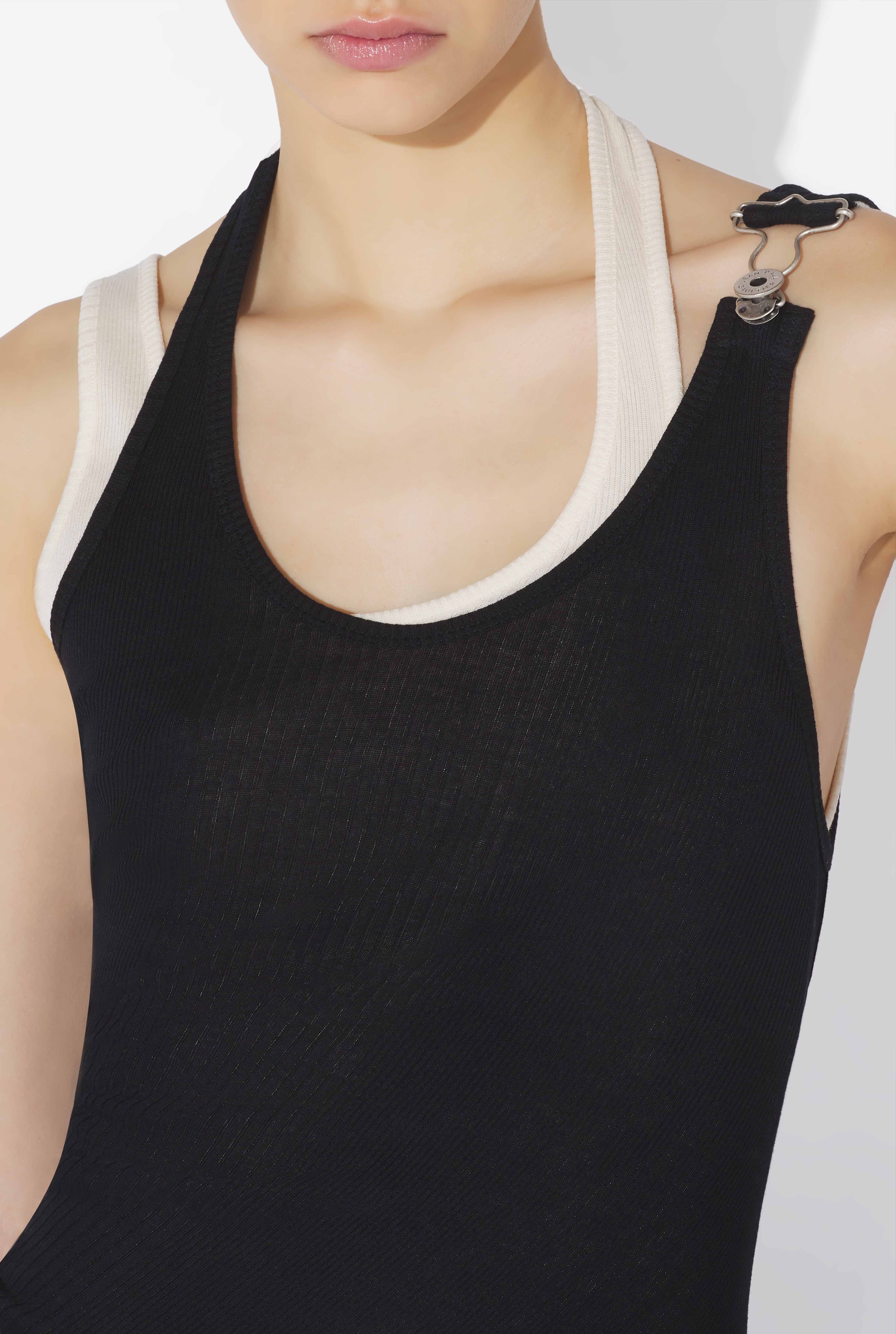 THE BLACK DRAPED DOUBLE TANK TOP - 5