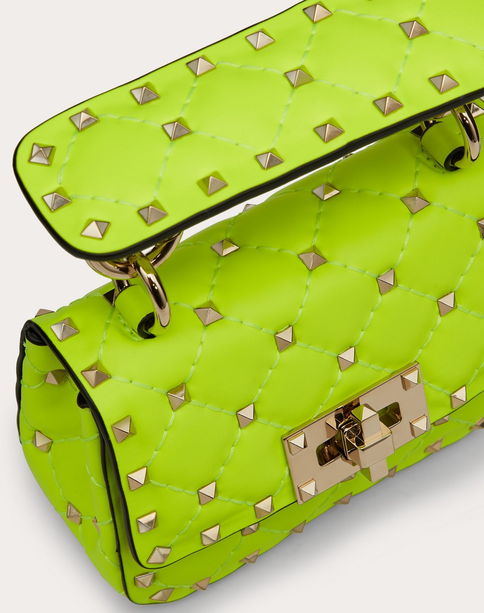 Micro Rockstud Spike fluo calfskin leather bag - 5