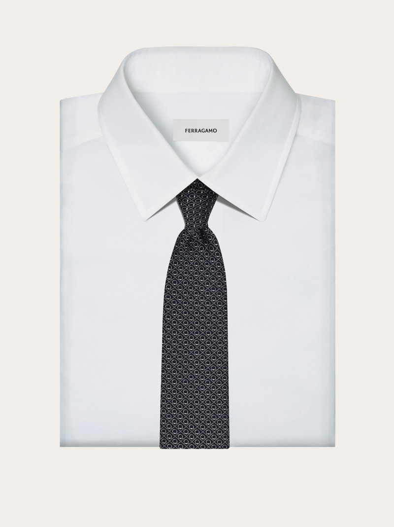 Gancini jacquard silk tie 4