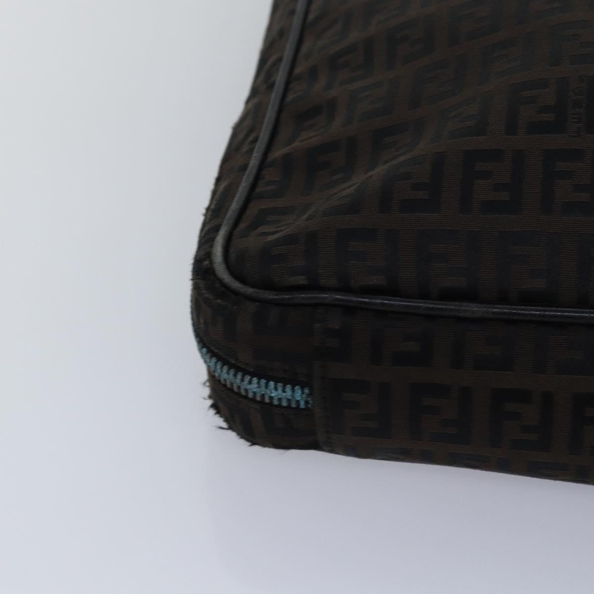 FENDI Zucchino Canvas Hand Bag Brown Black - 10