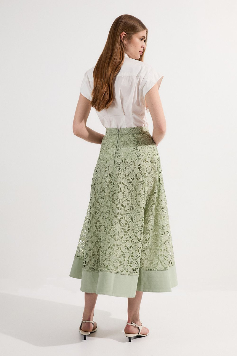 Cutwork Embroidery Woven Midi Prom Skirt 6