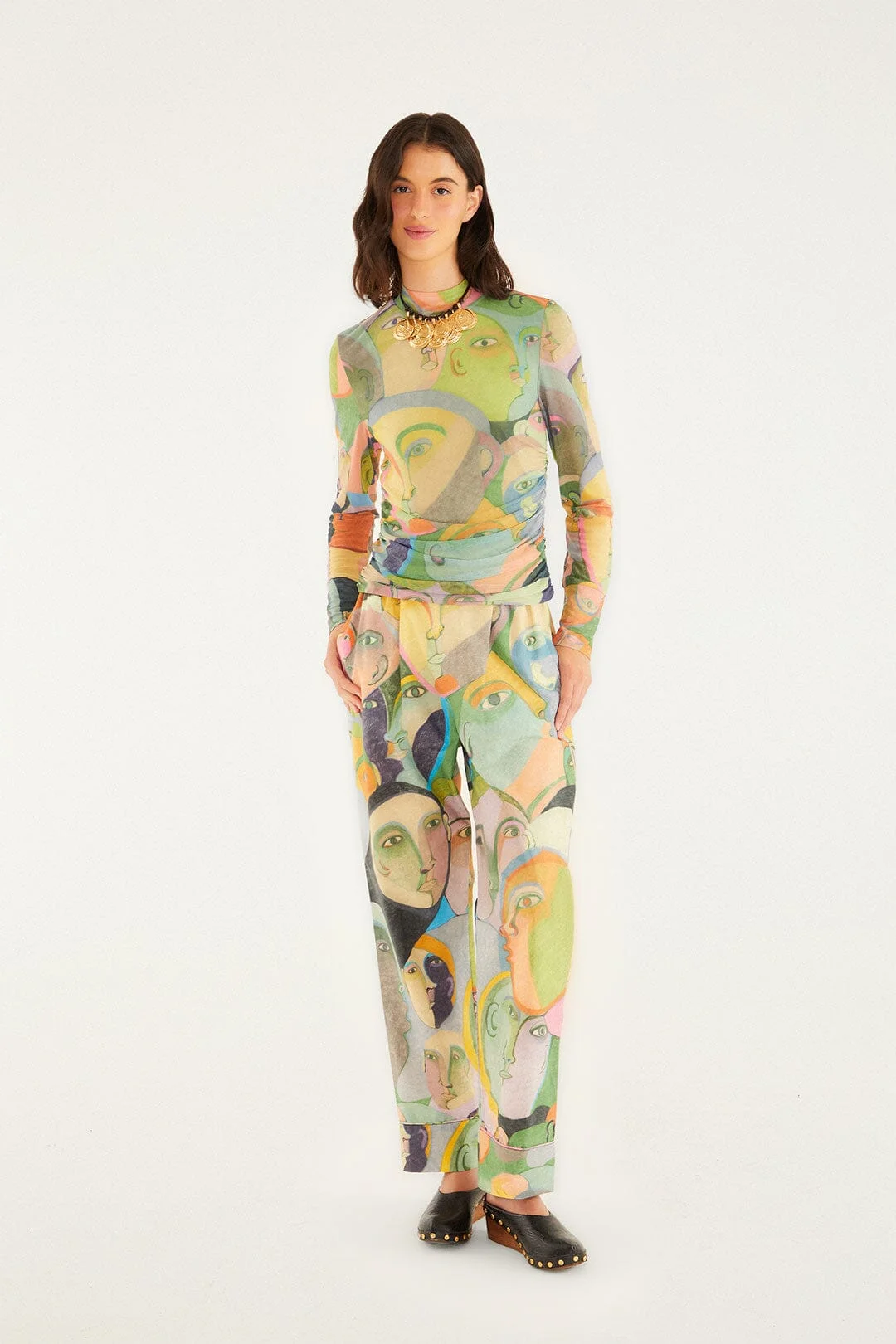 Crowded Series Drawing Organic Cotton Pants - 1