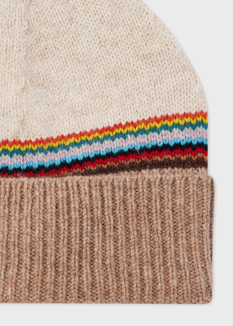 Paul Smith Women's Oatmeal 'Signature Stripe' Block Beanie outlook