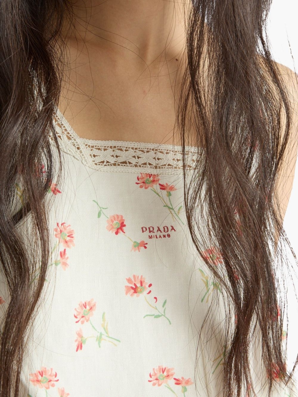 floral-print linen dress - 5