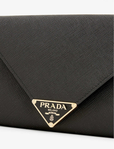 Prada Envelope brand-plaque leather pouch bag outlook