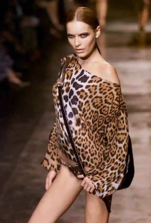 Yves Saint Laurent Rive Gauche Spring 2002 Tom Ford Iconic Runway Leopard/ Cheetah Print Oversized S - 3