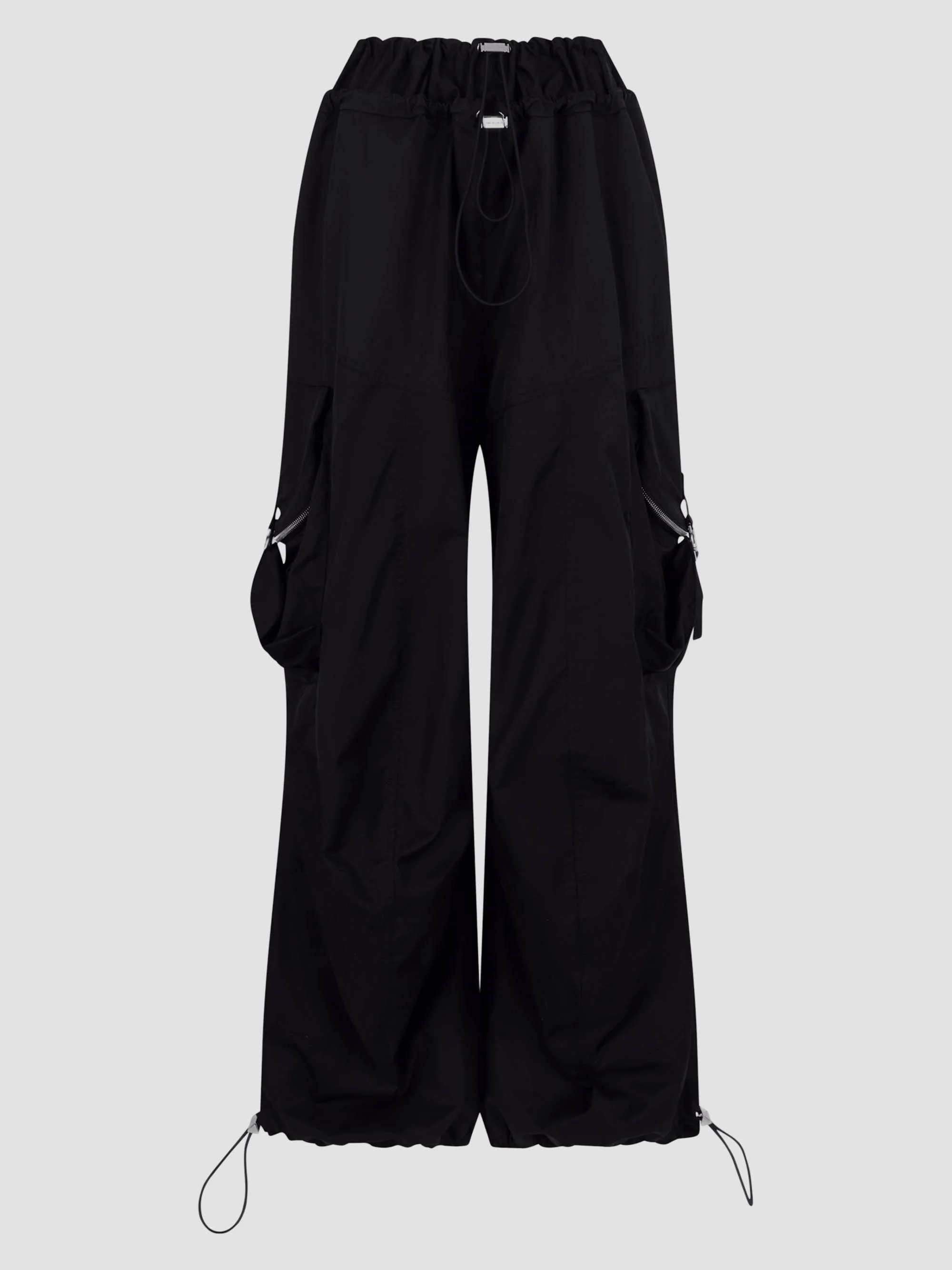 Women's Wide-Leg Drawcord Cargo Pants - Black - 1